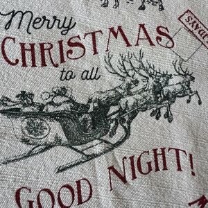 Vtg MCM Christmas Tablecloth 88 Diameter Cotton Linen ROUND season to be jolly